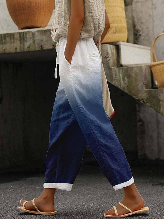 Chicto – wholesale Pants – Women's – Comfort Loose Printed Trousers