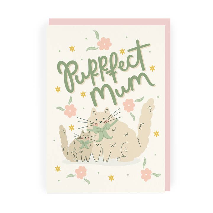 Purrfect Mum Cat Mother's Day Card - Pretty Floral Card for wholesale by Abbie Imagine