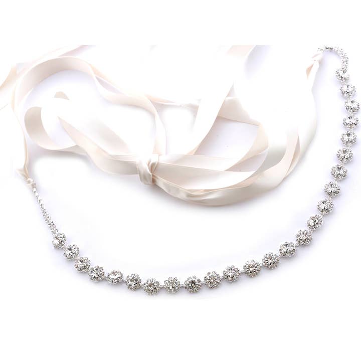 Daisy Flower Rhinestone Bridal Wedding Belts Belt Finish for wholesale by Diacly