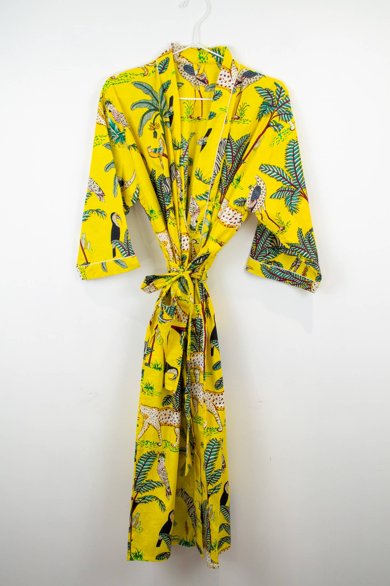 The Cocoon Boutique - Vente Peignoir – femme - Peignoir kimono en coton 100 %, jaune1