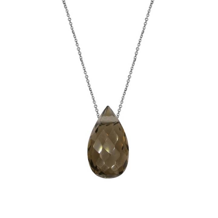 Natural smoky quartz necklace, sterling silver, length 42 + 3 cm for wholesale by OPALOOK France