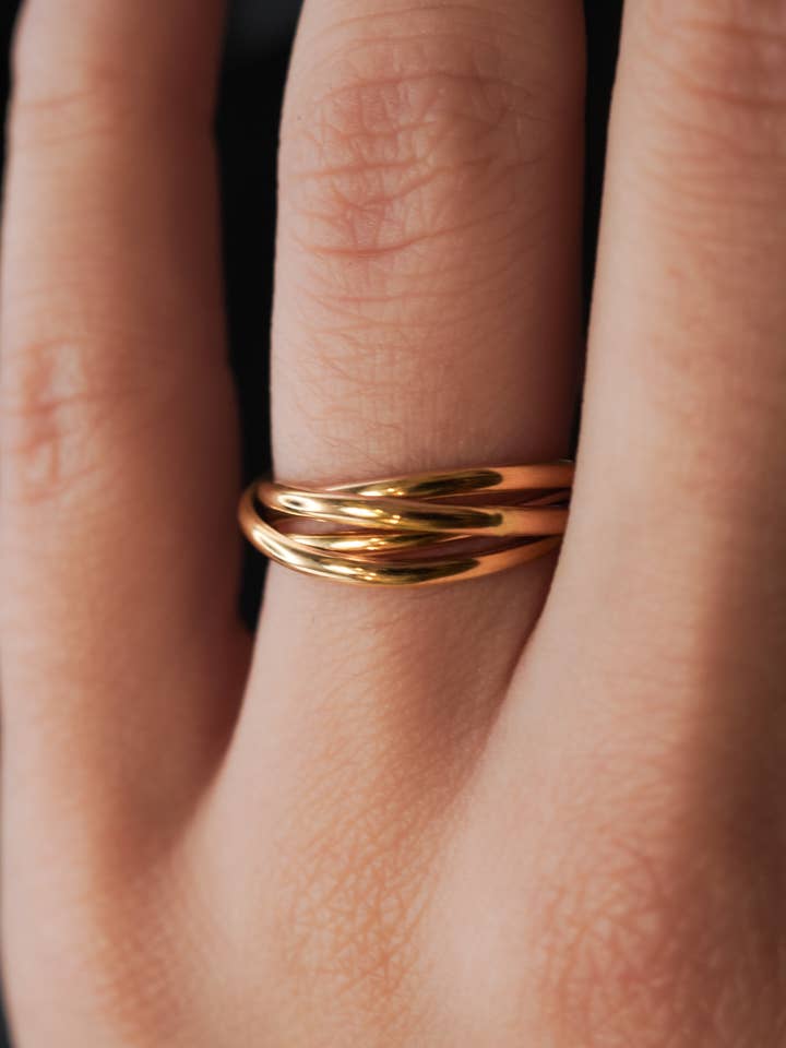 Interlocking Set of 4 Rings, 14K Gold Fill for wholesale by Hannah Naomi