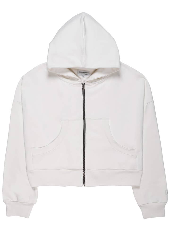 Minimal Cream Sweatshirt com Capuz e Fecho éclair por atacado de Blowhammer