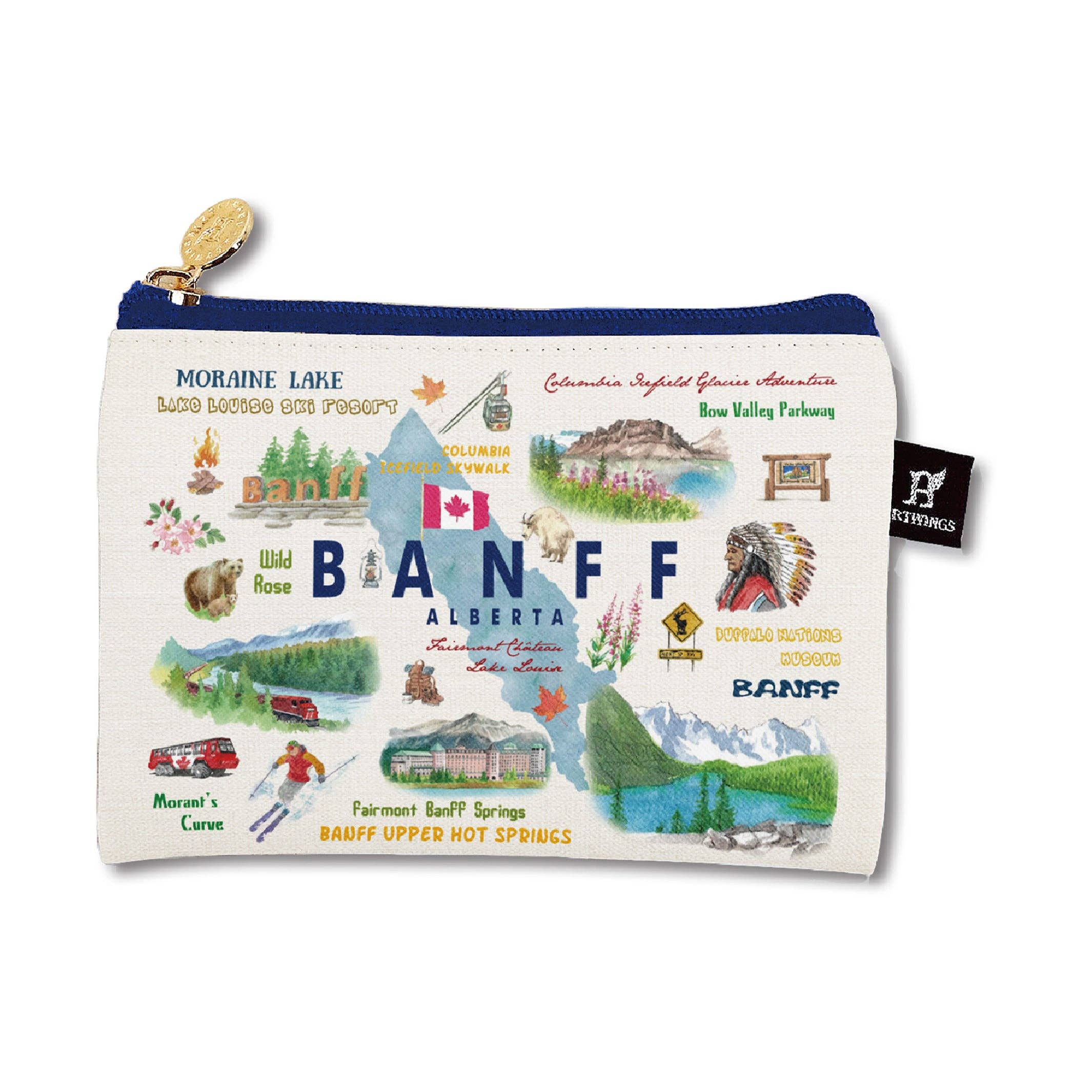 Northern Icons Canada - Wholesale Pouch - Women's - Banff Illustrated Small Zipper Pouch – Travel Cosmetic & Accessory Bag1