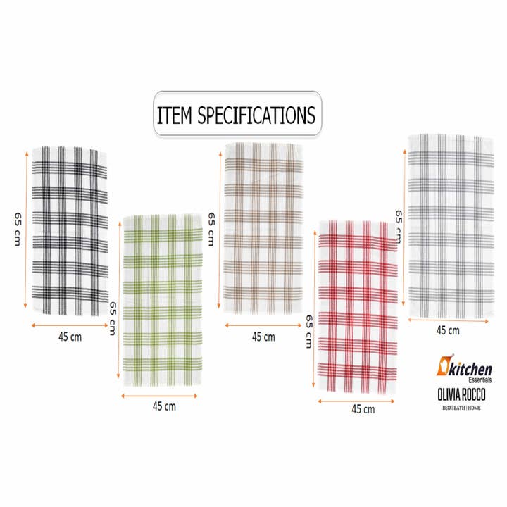 ASSORTED Pack of 5 Houndstooth Tea Towels for wholesale on Faire7