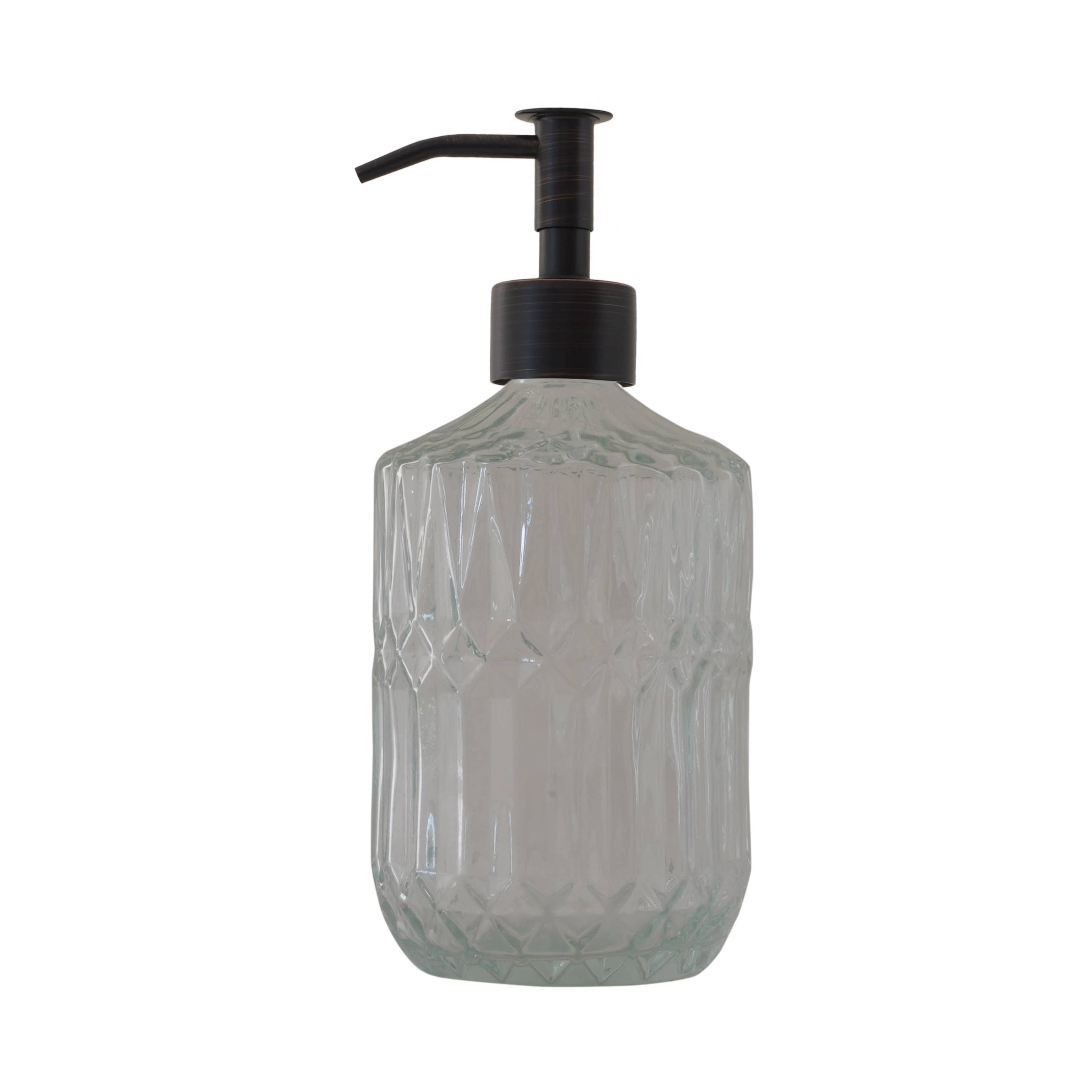 Sanwacraft – Dispensador de sabonete por atacado – Dosador de Sabonete Líquido de Vidro com Padrão Cristalino e Bomba Slim18