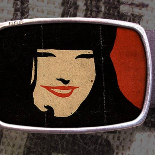 Happy Girl Belt Buckle Smile Belt Buckle for wholesale by Regan Flegan