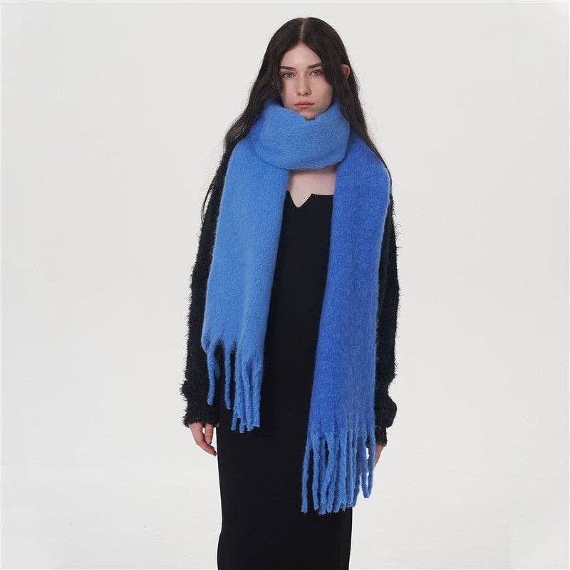 UZ Wholesale Store - Vente Écharpe – femme - Écharpe chaude en faux cachemire à pompons bicolores2