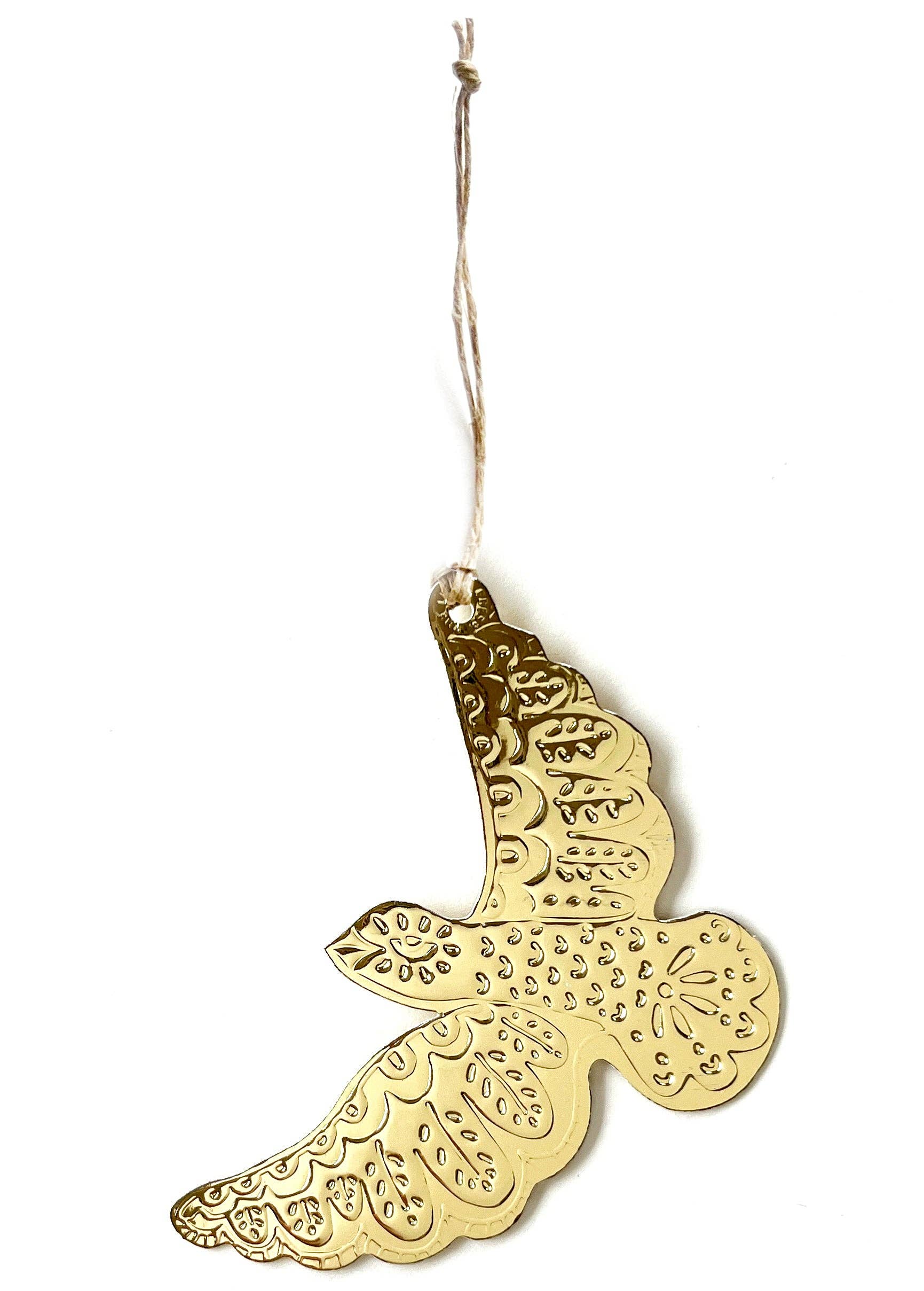 THE LITTLE PRESS - Wholesale Ornament - Dove - Faux-tin Ornament - Gold1