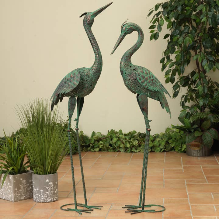 The Gerson Companies - Wholesale Decorative Figurine - 45.25"H Metal Heron Figurine, 2 Asst, K/D