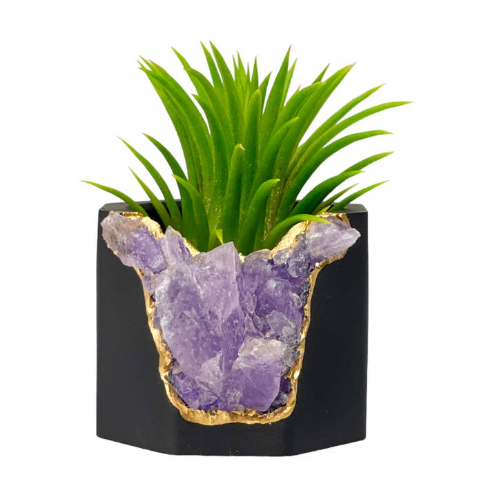 Svart plantering Amethyst Geode, Suckulent Kruka Luftväxthållare för wholesale av Planters Made in the USA