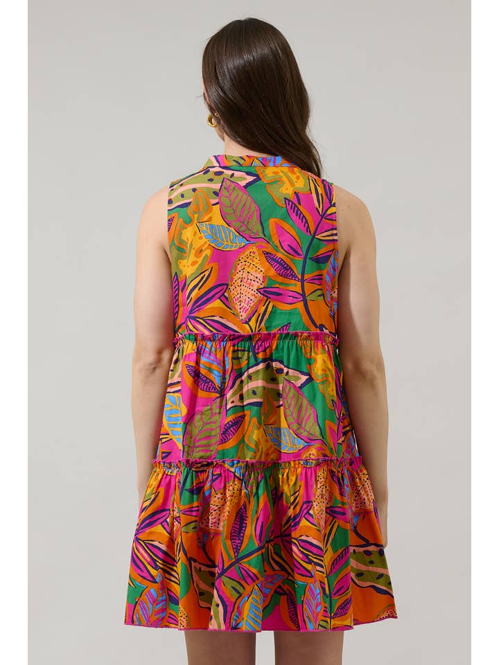 ORANGE PINK MUL Milana Floral Adrina Shift Tiered Mini Dress for wholesale on Faire