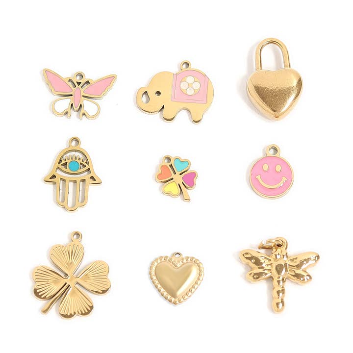 18K Gold PVD Stainless Steel Goodluck Charms for wholesale by WJW