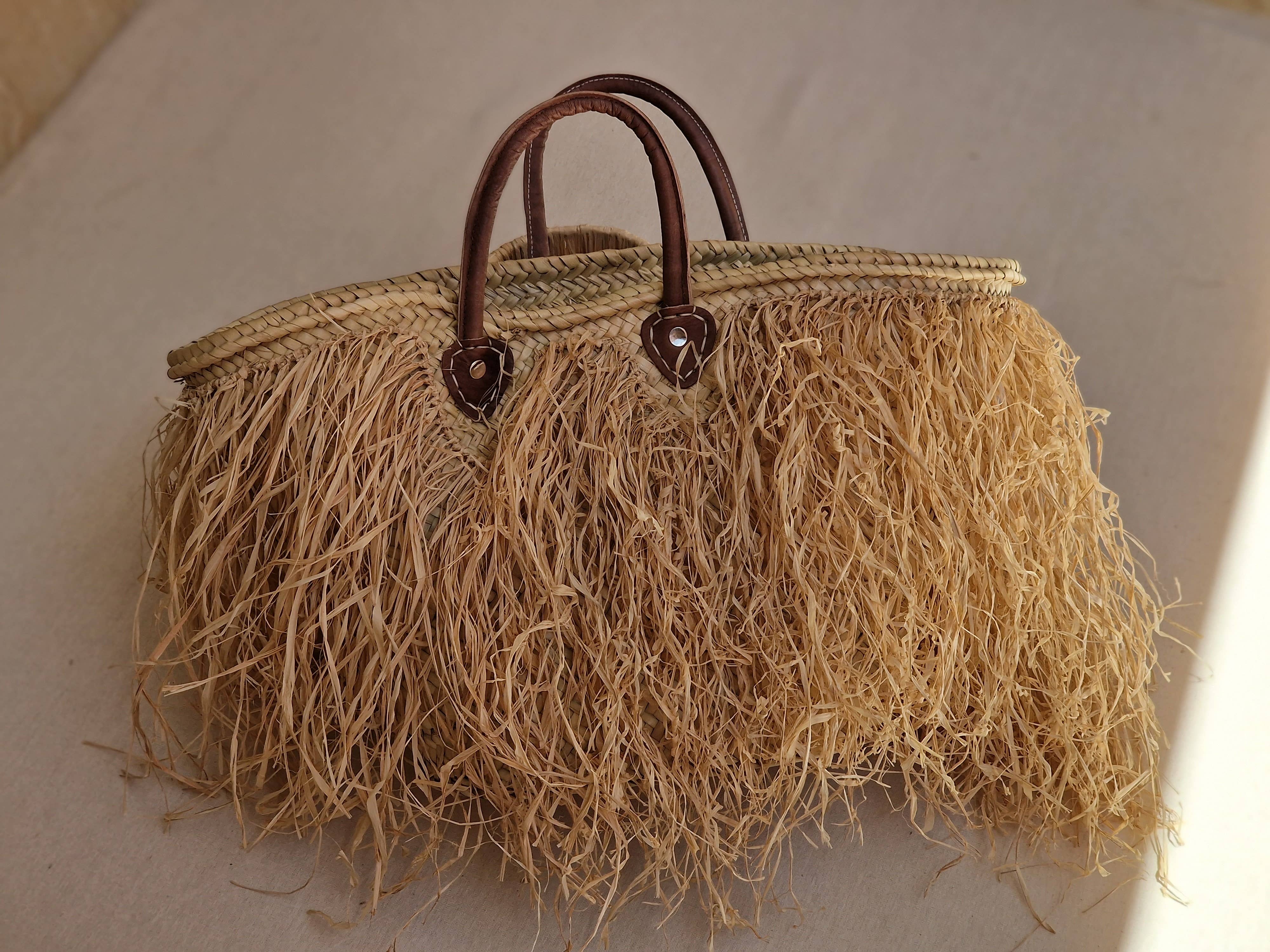 martitec - Vendita all'ingrosso Borsa da spiaggia - Borsa in paglia fatta a mano con frange in rafia1