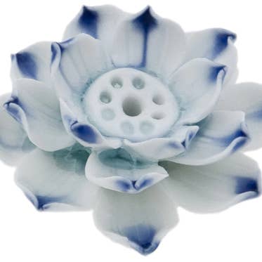 Ceramic Lotus Incense Burner - Blue for wholesale by Original Source