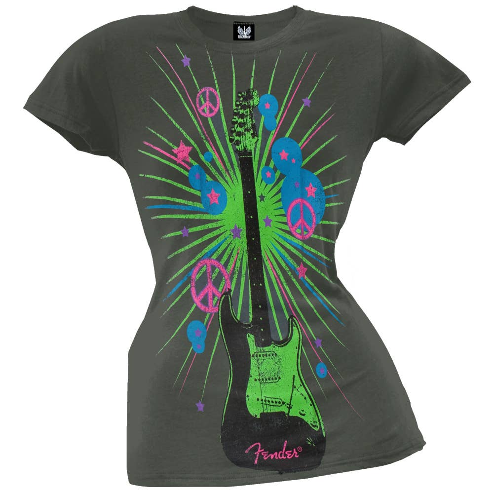 Official Store - Venta al por mayor Camiseta serigrafiada - Mujer - Fender - Camiseta para Mujer Joven Neon Guitar0