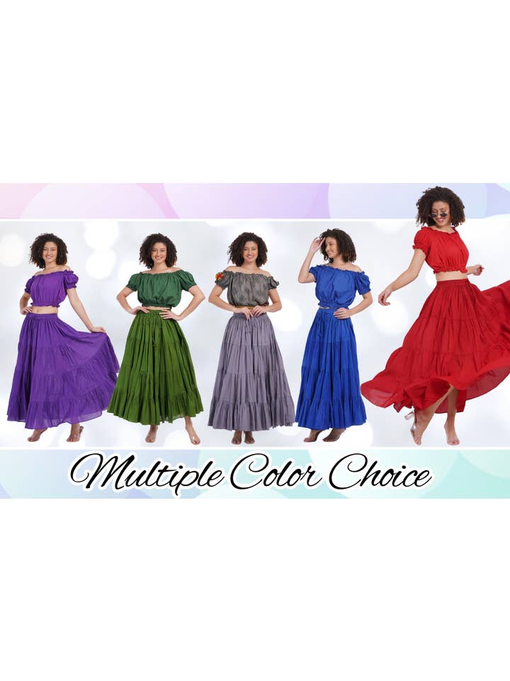 Wevez - Wholesale Skirt - Women's - Women's 8 Yard Solid Belly Cotton Fabric Casual long Skirts9