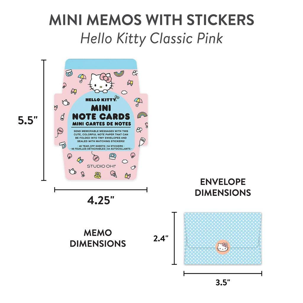 Studio Oh! - Wholesale Stationery/Notecard Set - Hello Kitty Classic Pink Mini Note Cards with Stickers8