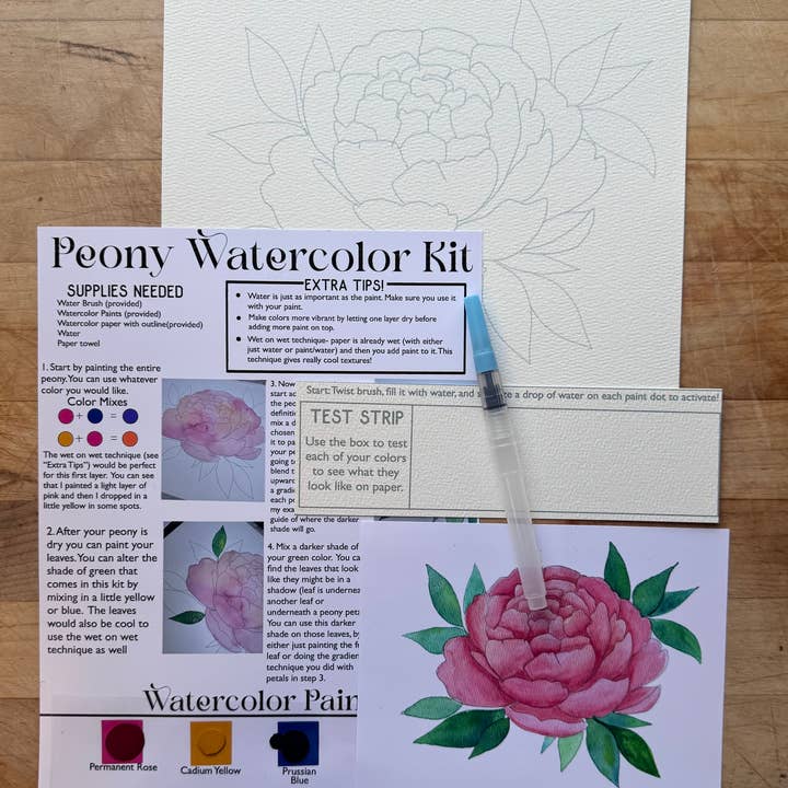 Peony Watercolor Paint Kit for wholesale by Alexandra N Designs