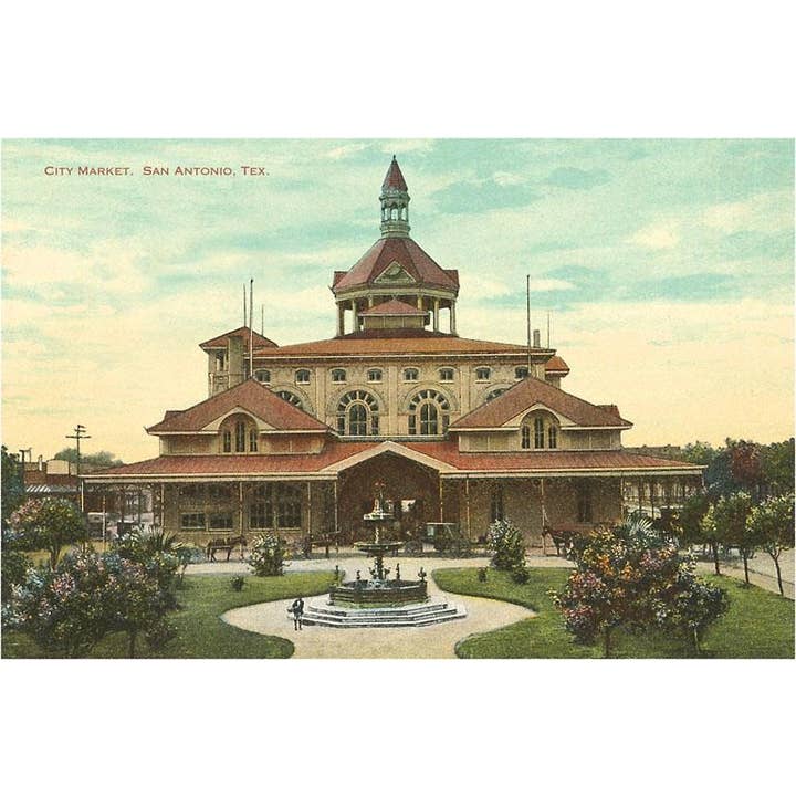Ansichtkaart TX-188 Stadsmarkt, San Antonio, Texas voor wholesale door Found Image Press