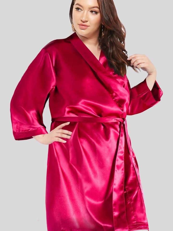 GiftsbyPR - Wholesale Robe - Women's - Burgundy Silk Satin Bridesmaid Robes, Personalized Robe Gift3