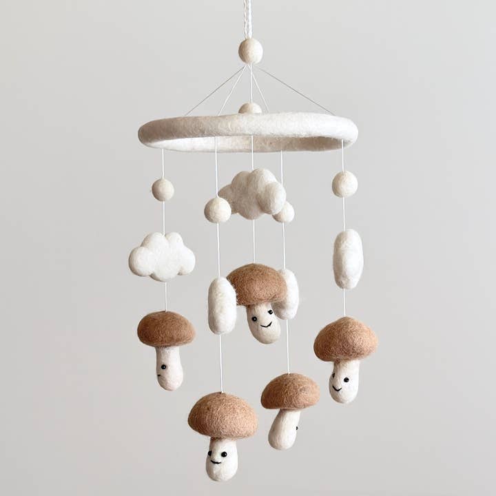 Felt Baby Mobile - Smiley Mushroom for wholesale by Ganapati