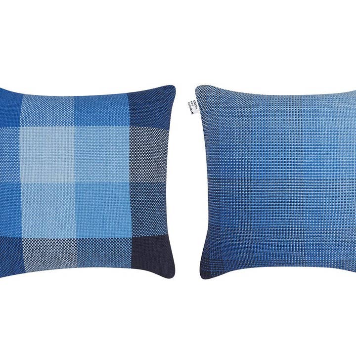 Gradient & Squares Blue - Housse de coussin pour la vente par Simon Key Bertman
