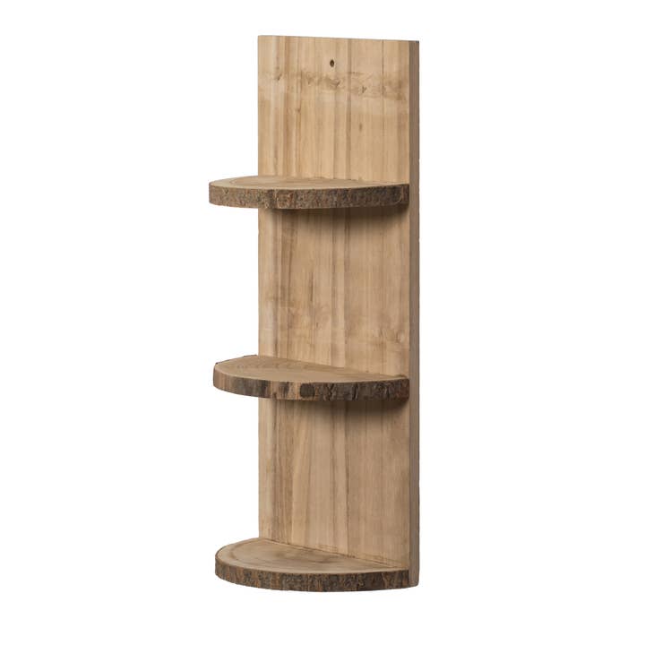 Quickway Imports - Wholesale Free Standing Shelf - Natural Wooden Three Sliced Log Wood Shelf Display