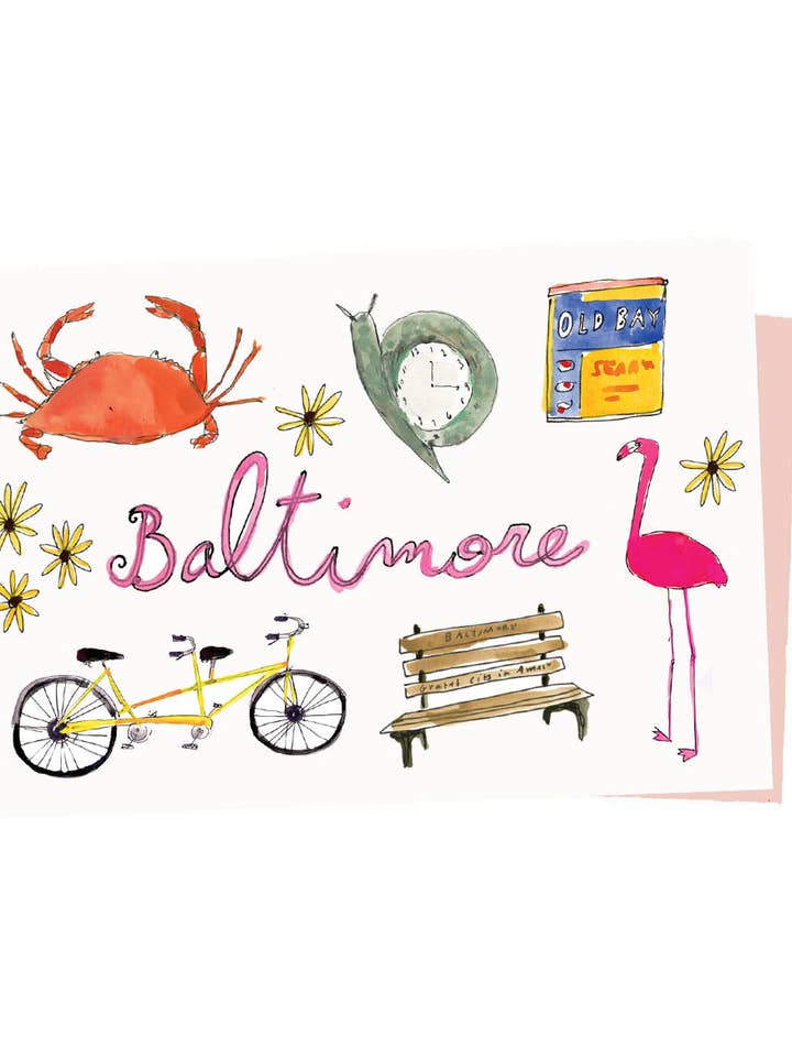 Tarjeta de Baltimore 2, horizontal para venta al por mayor de ELIZABETH GRAEBER art + illustration