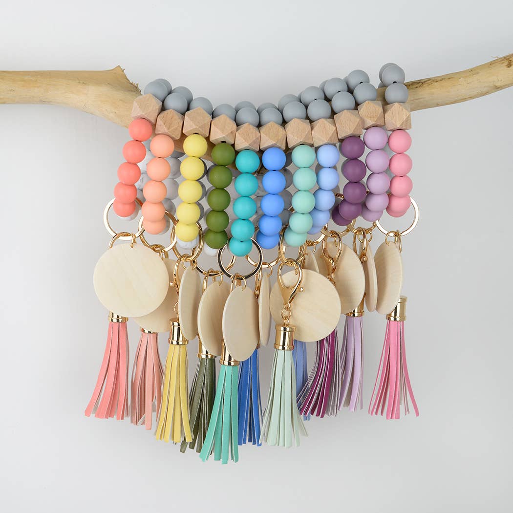 SoapElenGlen – wholesale Keychain bracelet – Silicone Beaded Fringed Keychain Wristlet8