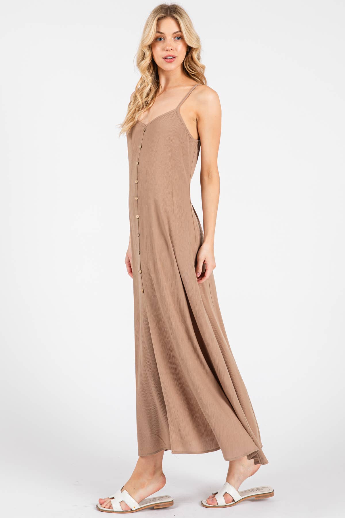 Final Touch - Vente Robe – femme - Robe fluide en mousseline épaisse avec boutons contrastants - ND40209-HV1