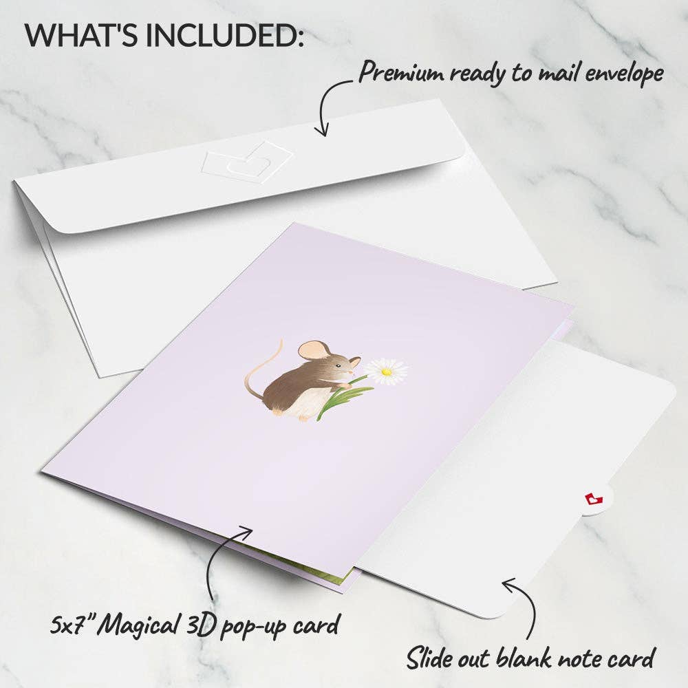 Lovepop Cards - Wholesale Everyday Greeting Card - Field Mouse in the Flowers Pop-Up Card 5x7"5