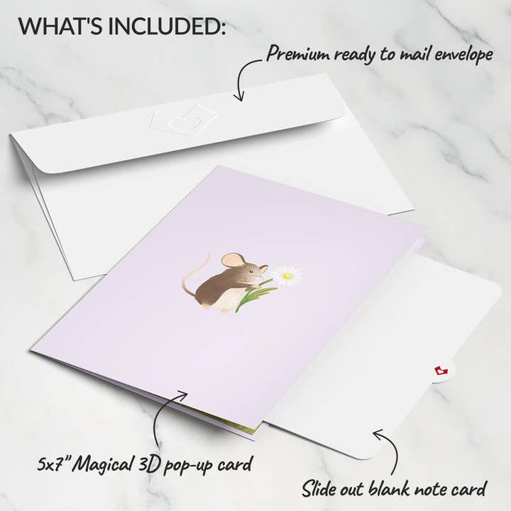 Lovepop Cards - Wholesale Everyday Greeting Card - Field Mouse in the Flowers Pop-Up Card 5x7"5