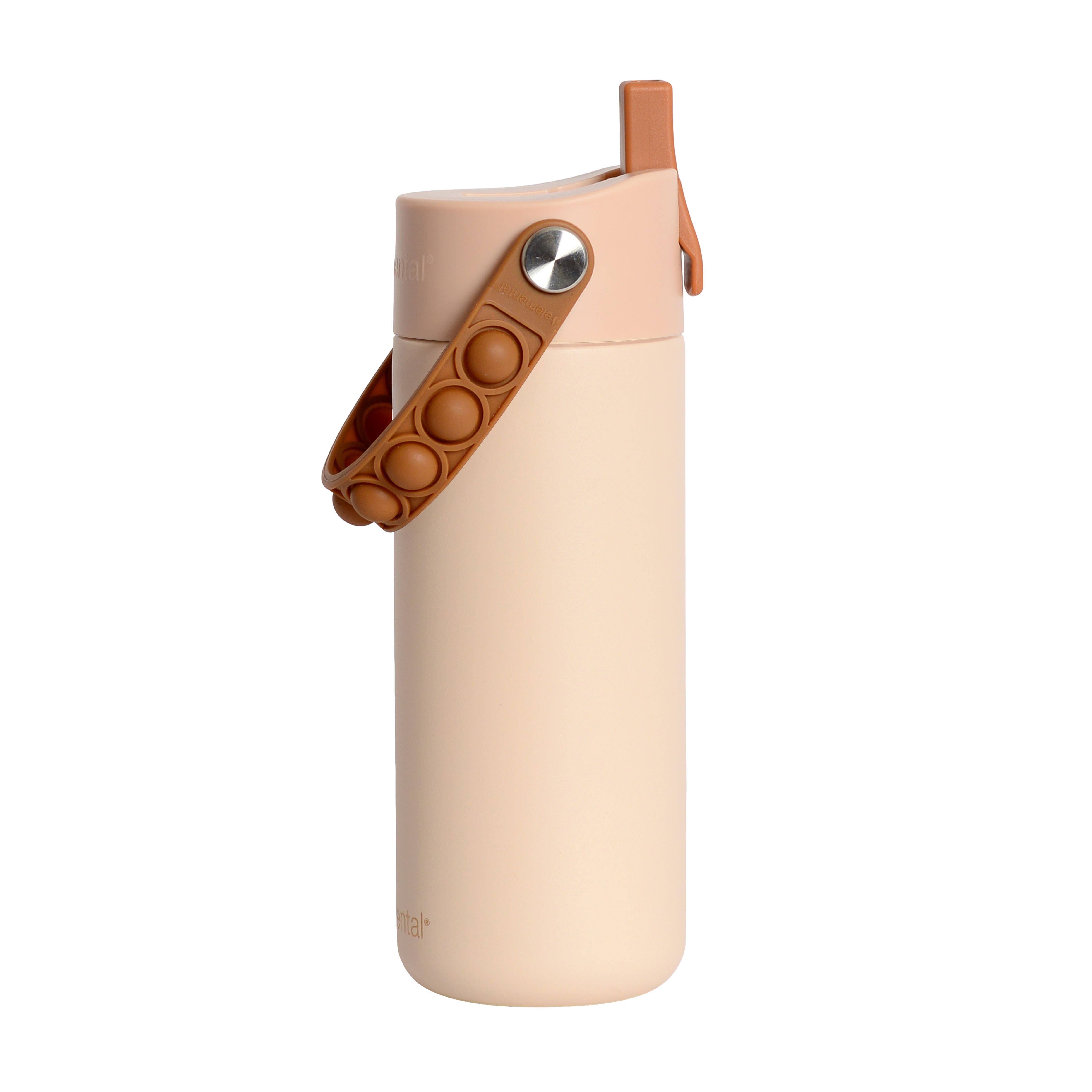 Elemental - Wholesale Water Bottle - Core Insulated Pop Fidget Handle Bottle 18oz - Beige1