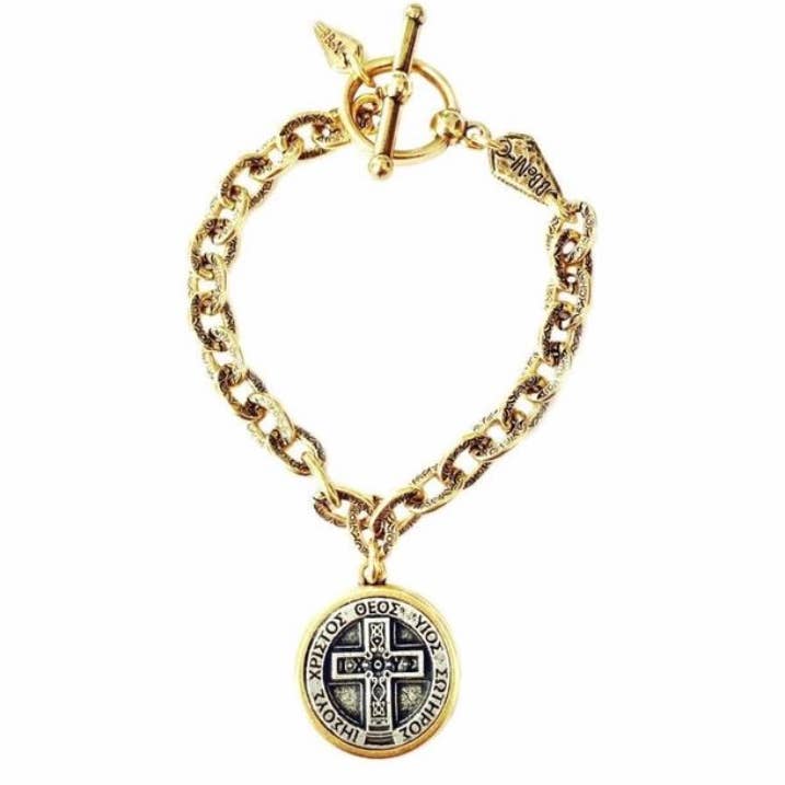 B.BéNI® Christian & Jewish Jewelry - Wholesale Charm/Dangle Bracelet - Ixoye Engraved Link Charm Bracelet