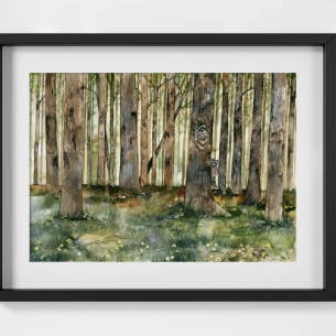 Imprimé de raton laveur dans les arbres pour la vente par Jennie Kilcup Watercolors