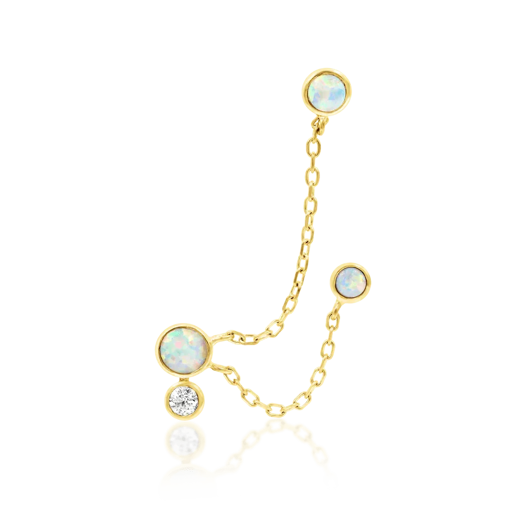 Piercing-zone - Wholesale Single Earring - Mei Chains – 14K Gold, Opal & CZ Threadless End1