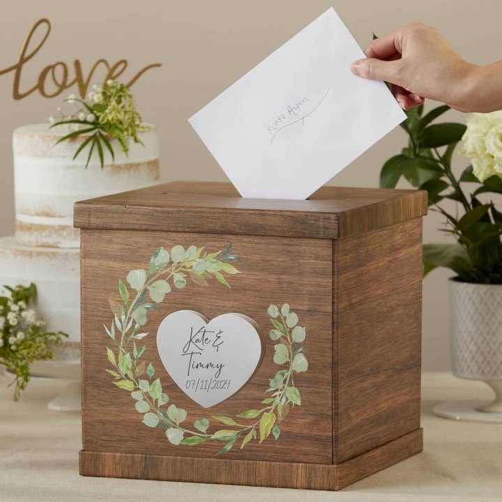 Kate Aspen - Wholesale Decorative Box - Rustic Brown Wood Card Box2