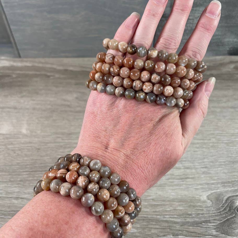 Keystone Crystals - Wholesale Beaded Bracelet - 8mm Round Gemstone Beaded Bracelets – Assorted Crystals Bulk87