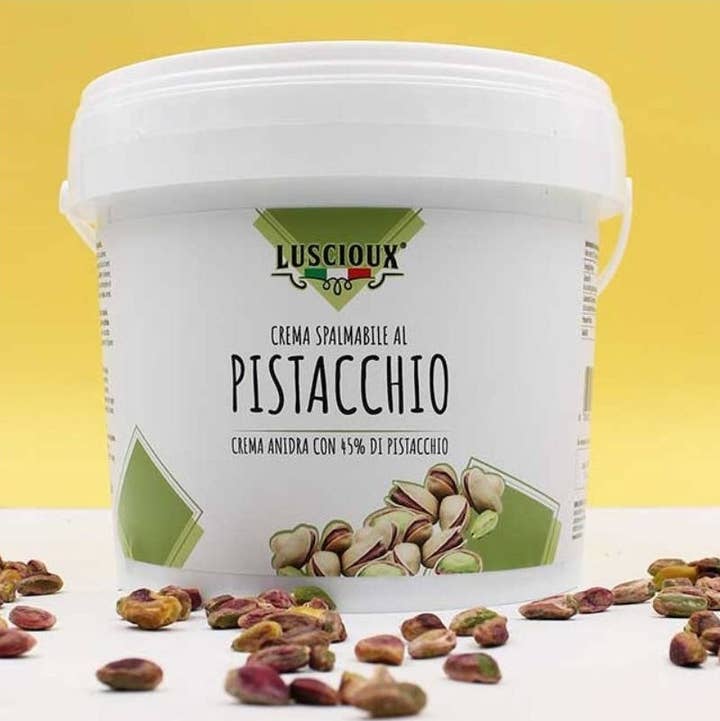 LUSCIOUX - OMNIA GROUP SRL – Großhandel Nussbutter – Supreme Pistaziencreme 45 % zum Füllen | Eimer 5 kg