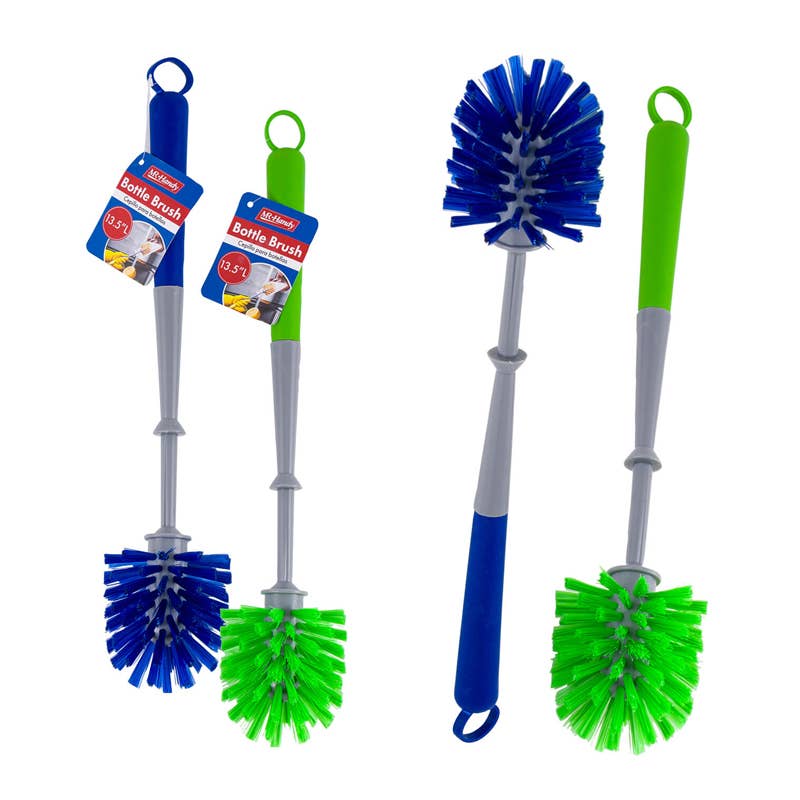 Deluxe Import Trading - Wholesale Cleaning Brush - Bottle Brush - 13.5''L - Silicone Grip Handle - 2 Colors0