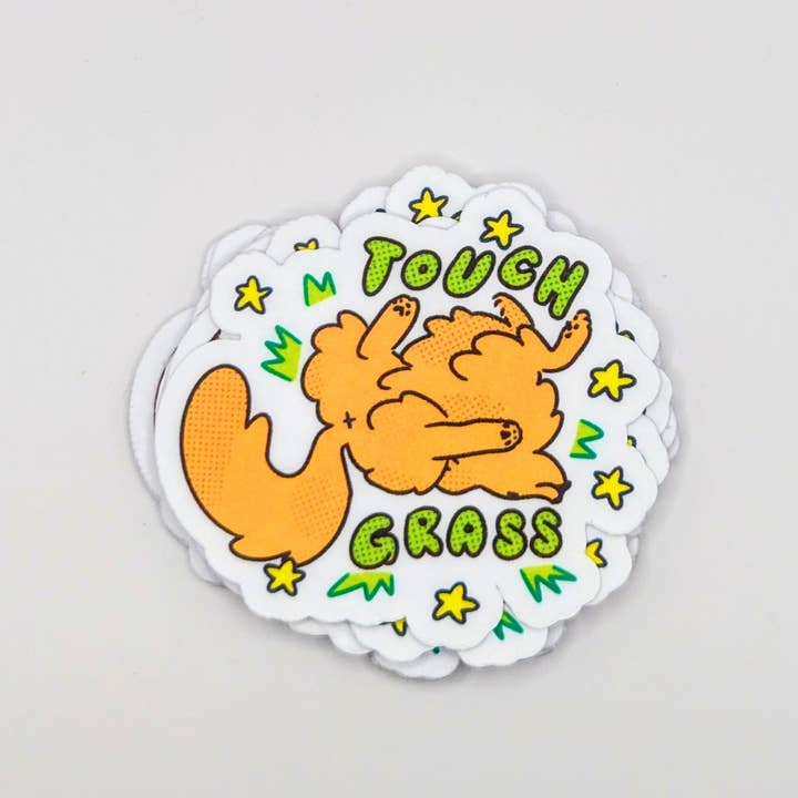 lauradzeng - Venta al por mayor Pegatinas para móviles y portátiles - Adhesivo impermeable de vinilo Touch Grass Dog Gen Z Slang