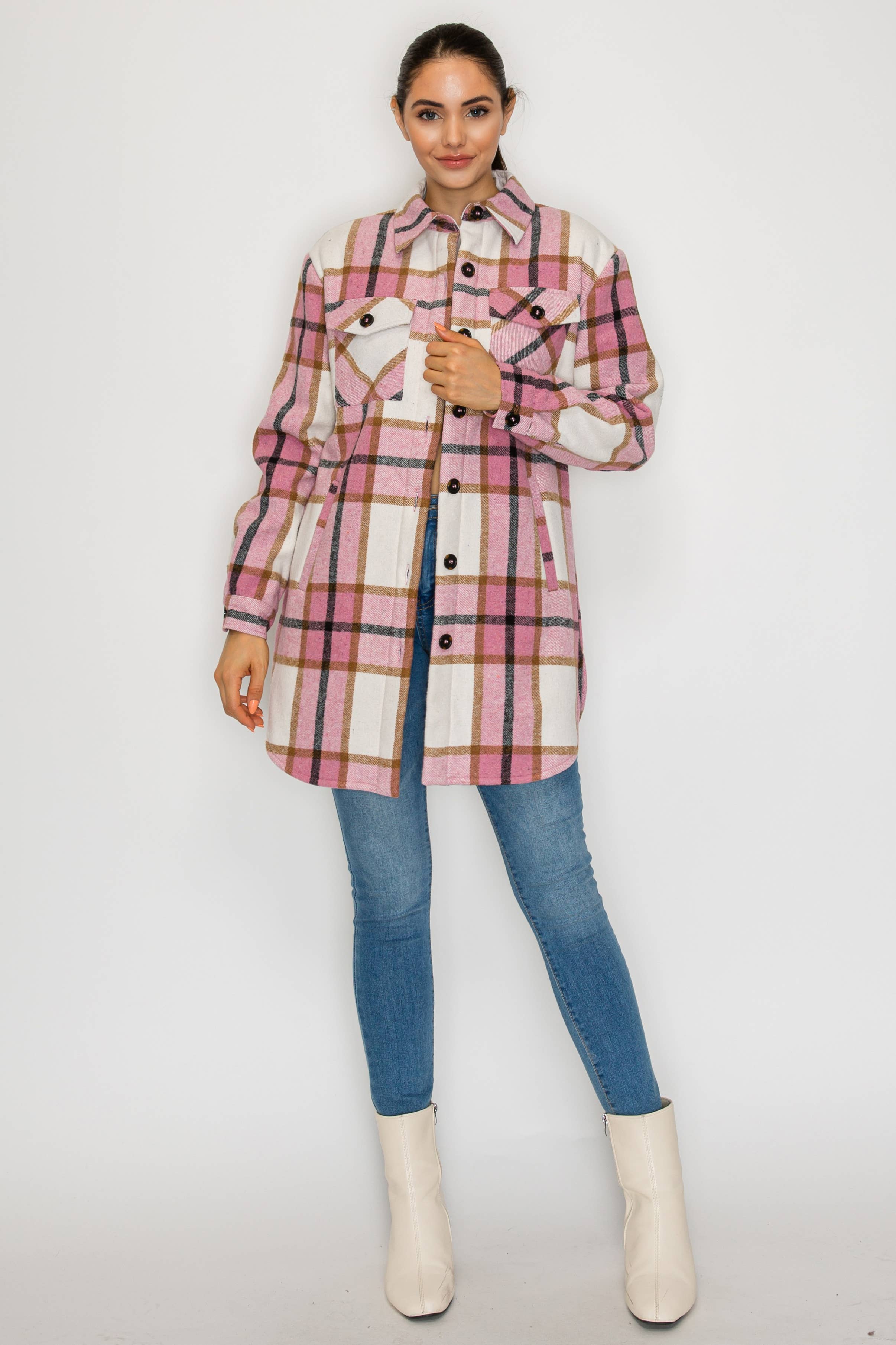 PATRONCITO USA INTERNATIONAL, INC - Wholesale Shirt Jacket/Shacket - Women's - Women Plaid Long Button Shirts Jackets (Shakets) LJ450-202557