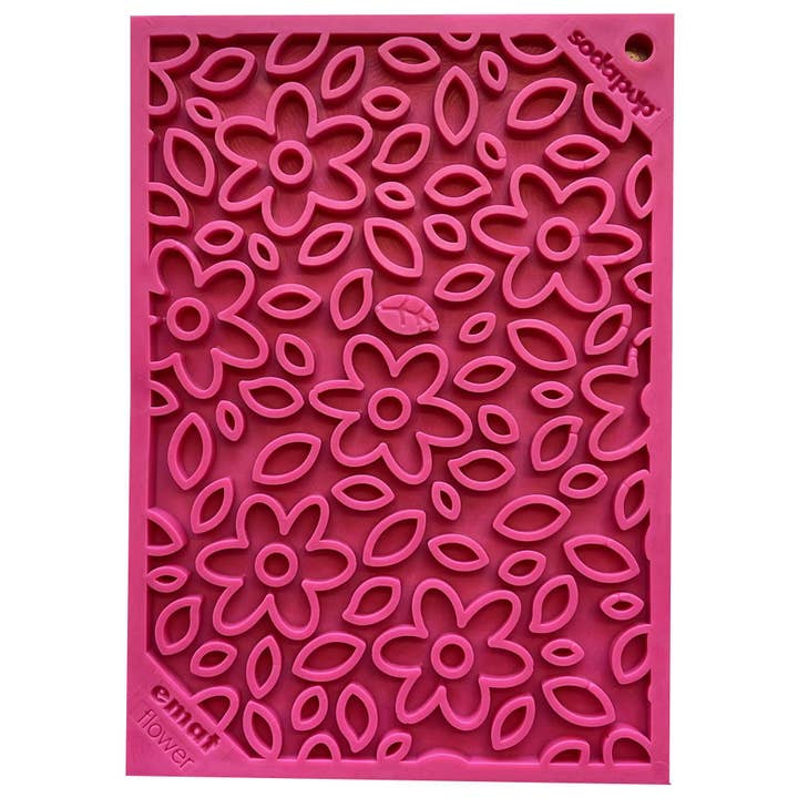 SodaPup Dog Toys - Wholesale Pet Food Mat - Dog - Flower Power Design eMat Enrichment Lick Mat - Pink