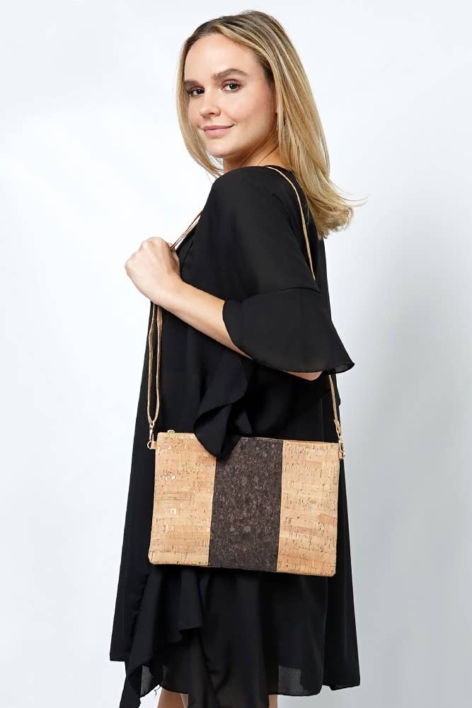Hana - Wholesale Crossbody Bag - Women's - Bold Middle Stripe Cork Clutch Crossbody Bag2