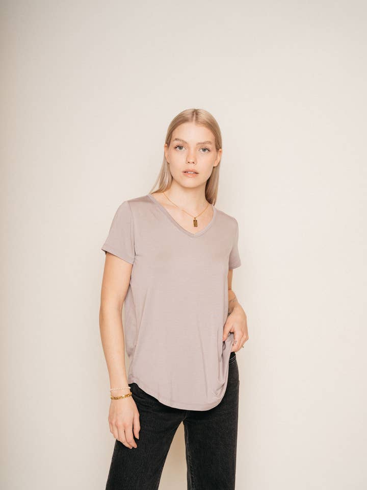 Fall 23 - Girlfriend Tee - Grey Wolf for wholesale by Jackson Rowe