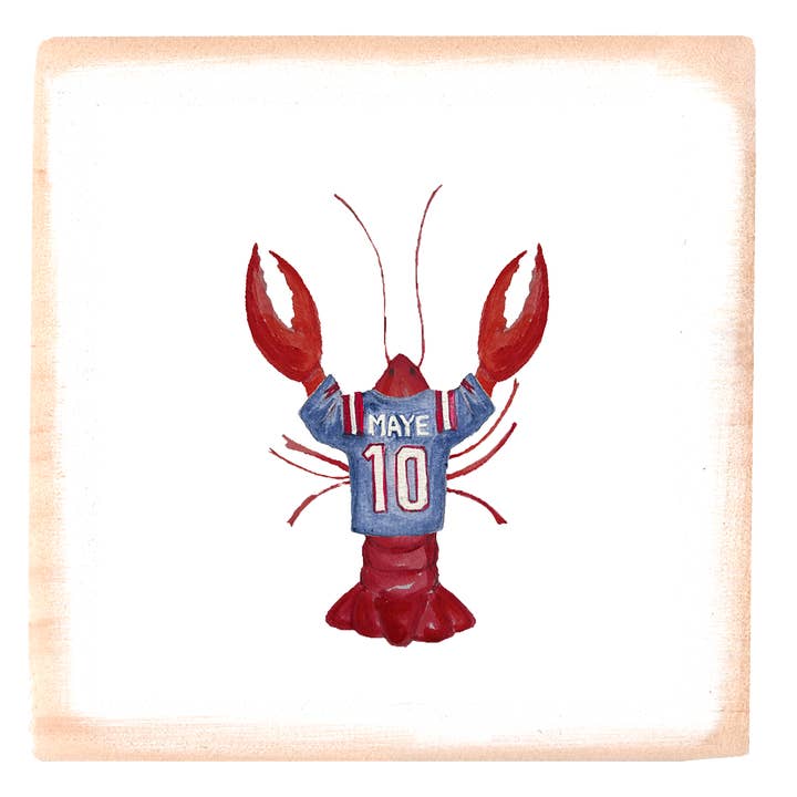 patriots lobster square block for wholesale by Tina Labadini Designs