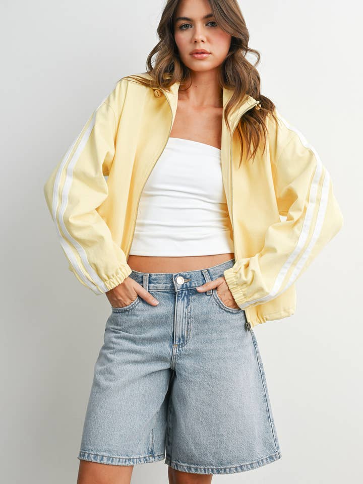 Striped Zip-Up Athletic Jacket - BMJ8042 for wholesale by BUTTERMELON