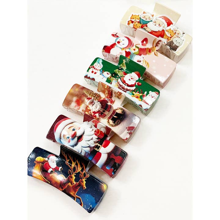 Christmas Vintage Design Rectangle Hair Claw for wholesale by Love and Repeat