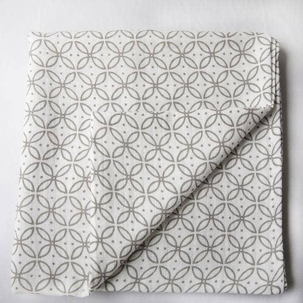 Organic Muslin Swaddle L&M Motif Grey for wholesale by Lily and Mortimer